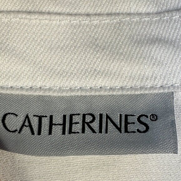 Catherines White Denim Jacket Eyelet Lace Long Sleeves Sz 3X Boho Cottagecore - Picture 2 of 13